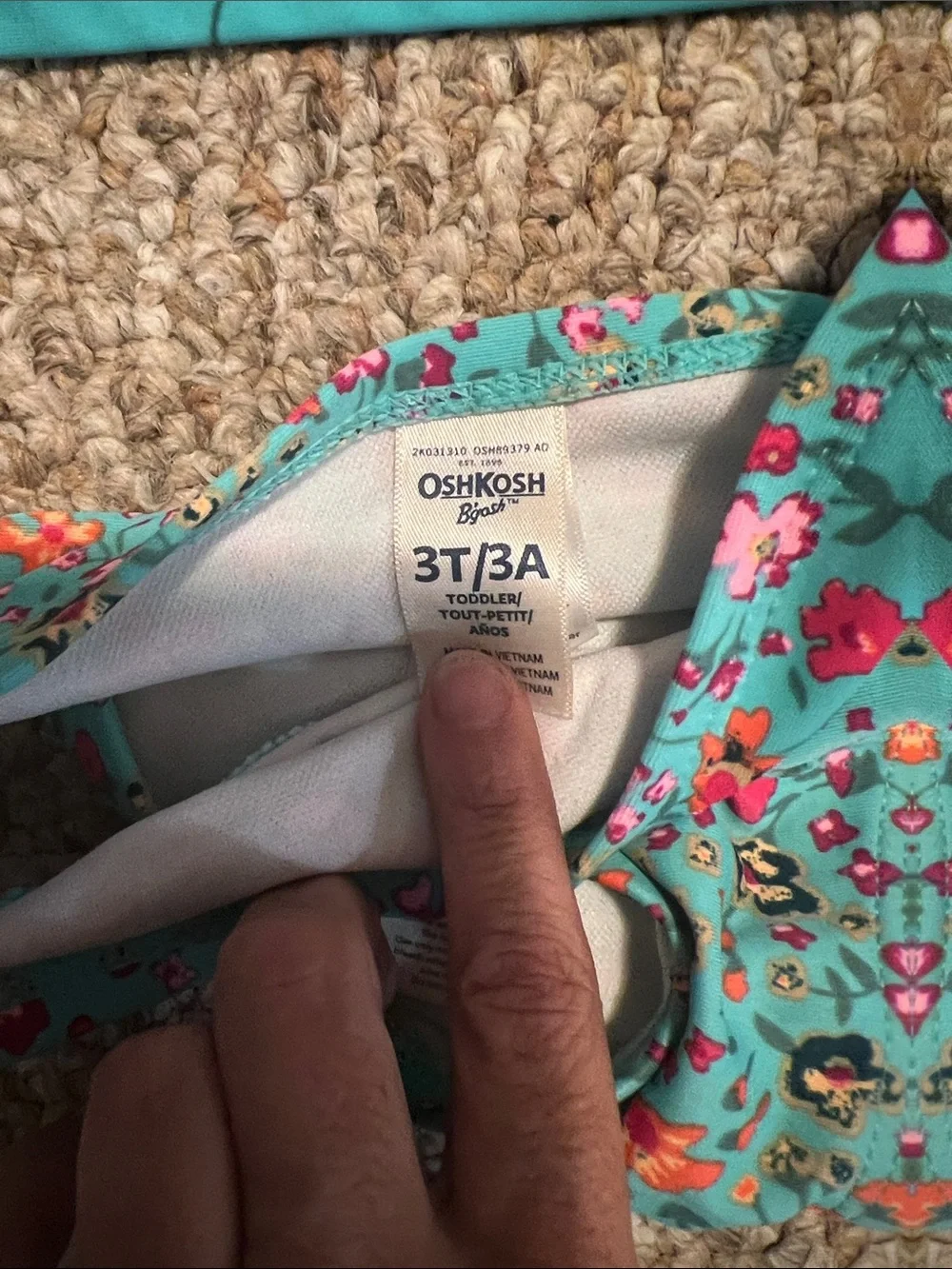 OshKosh B'gosh Teal Floral Tankini Set with Pink and Yellow Flowers